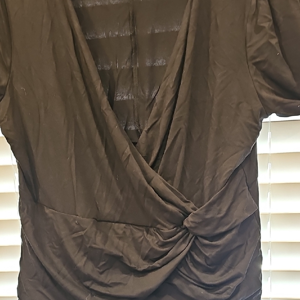 Catherines Black Wrap-Style Blouse - Picture 2 of 4